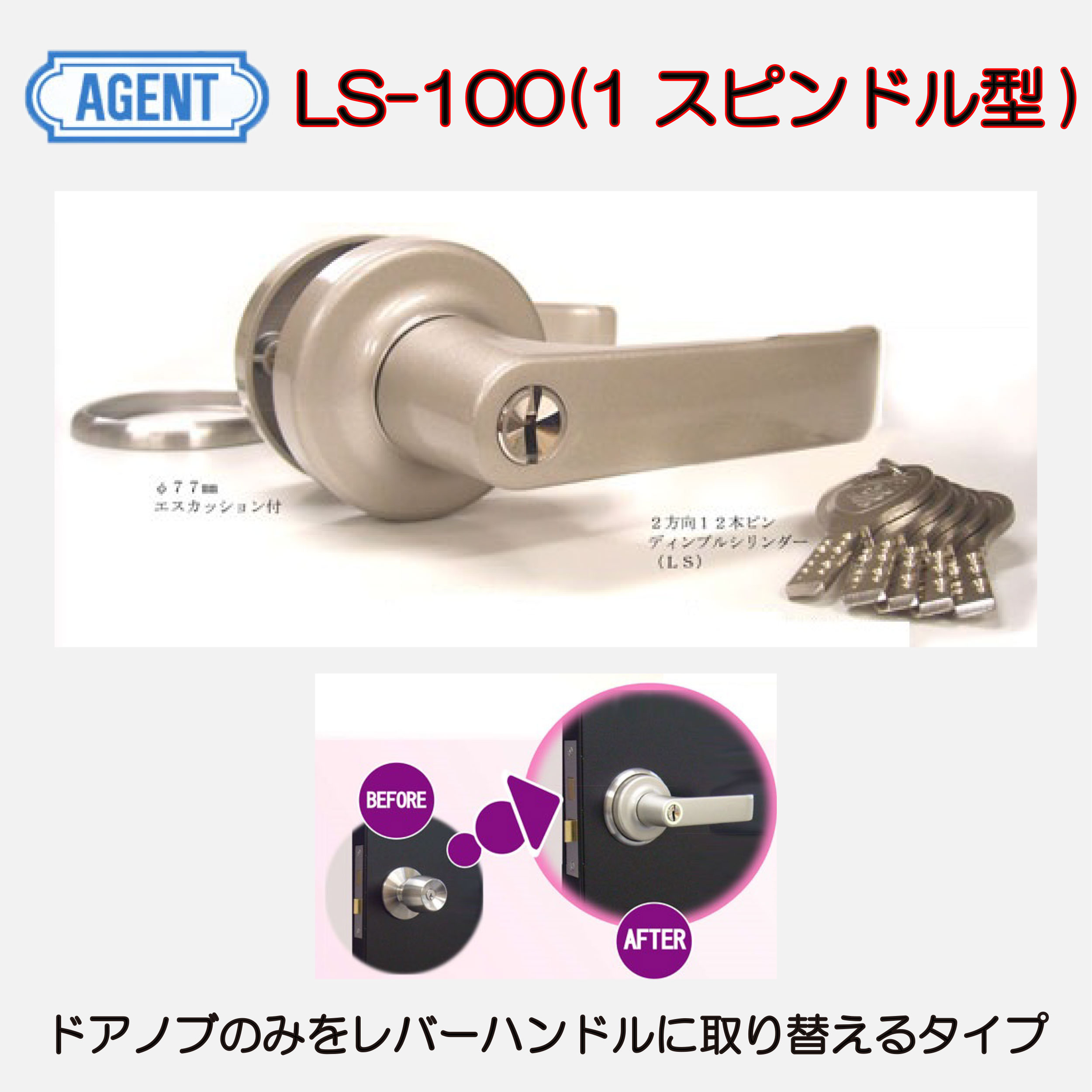 AGENT レバーハンドル取替錠 LS-1000-