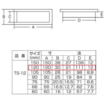 ツキエス　ＴＳ−１２　アンバー　平面長角戸引手　１２０ｍｍ　（10個まで）画像