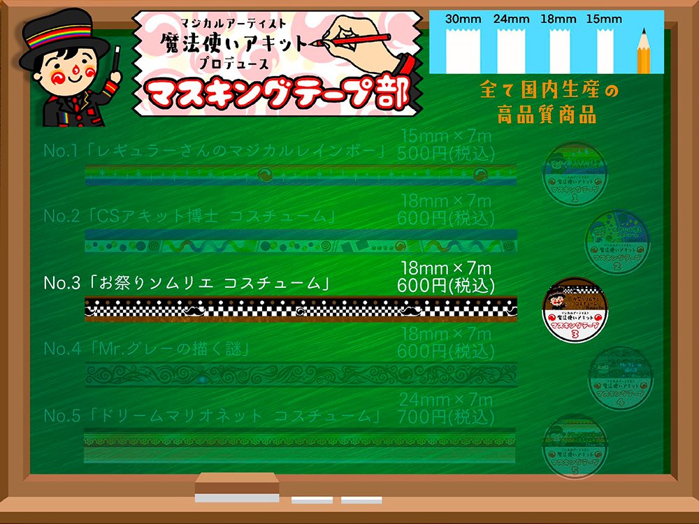 マスキングテープ部No.3「お祭りソムリエ コスチューム」の画像