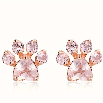 カットストーンの肉球ピアスの画像