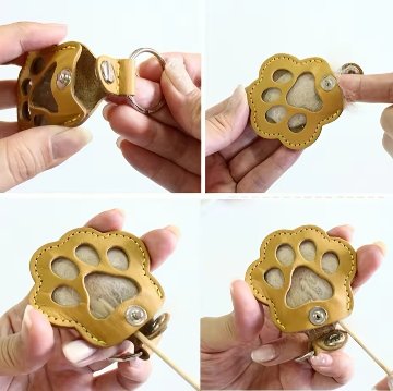 肉球の小物入れキーホルダー(茶系)の画像