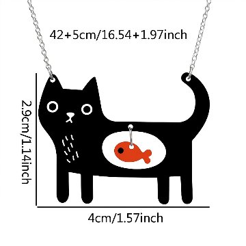 黒猫と金魚のお散歩ネックレスの画像