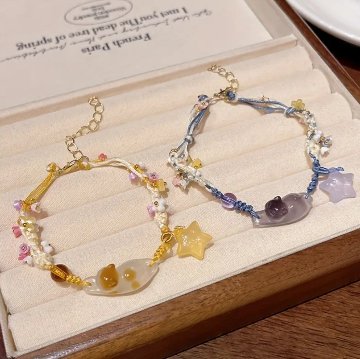 【全2色】きらめく猫のブレスレットの画像