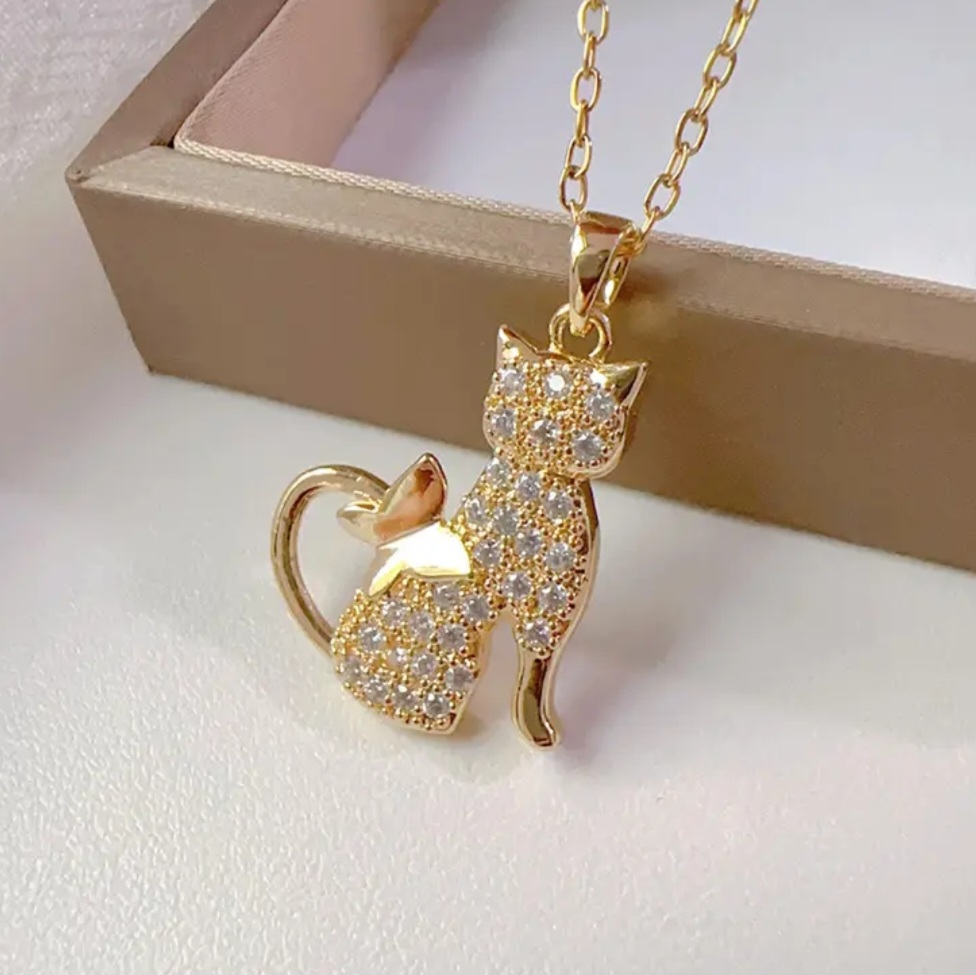 【全2色】きらめき猫シルエットネックレスの画像