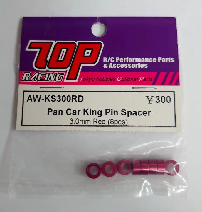 【訳アリセール品】TOPRACING AW-KS300RD PanCar KingPinSpacer 3.0mm Red 8pcsの画像