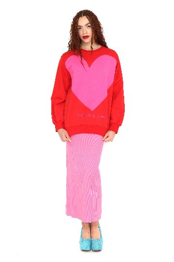 ピンクビッグハートトレーナー レッド - アガタ・ルイス・デ・ラ・プラダ（SUDADERA ROJO CORAZON GRANDE ROSA - Agatha Ruiz de la Prada）の画像