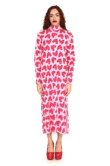 リブスリットワンピース ハート ピンク - アガタ・ルイス・デ・ラ・プラダ（VESTIDO CANALE CORAZONES FUSCIA - Agatha Ruiz de la Prada）の画像