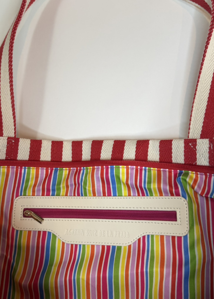 ストライプ トートバッグ オレンジ - アガタ・ルイス・デ・ラ・プラダ（ORANGE STRIPED TOTE - Agatha Ruiz de la Prada）の画像