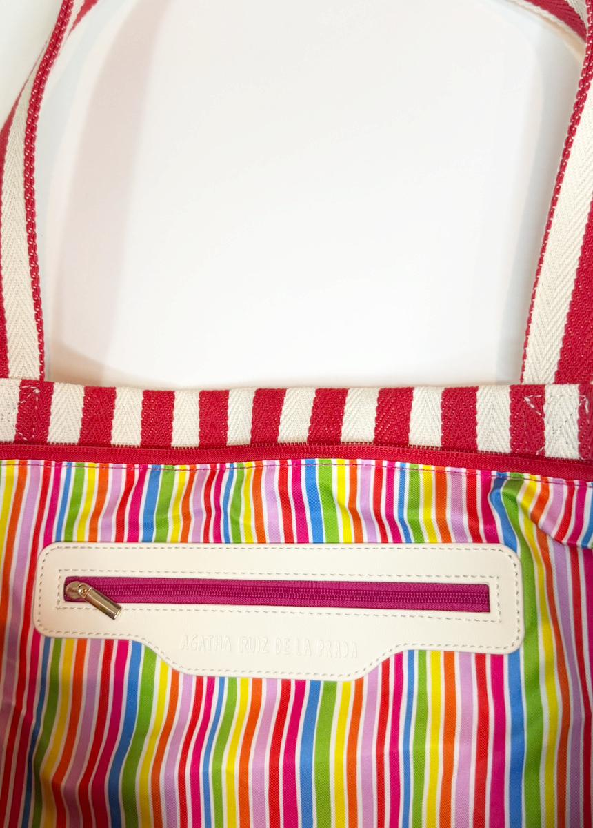 ストライプトートバッグ レッド - アガタ・ルイス・デ・ラ・プラダ（RED STRIPED TOTE - Agatha Ruiz de la Prada）の画像