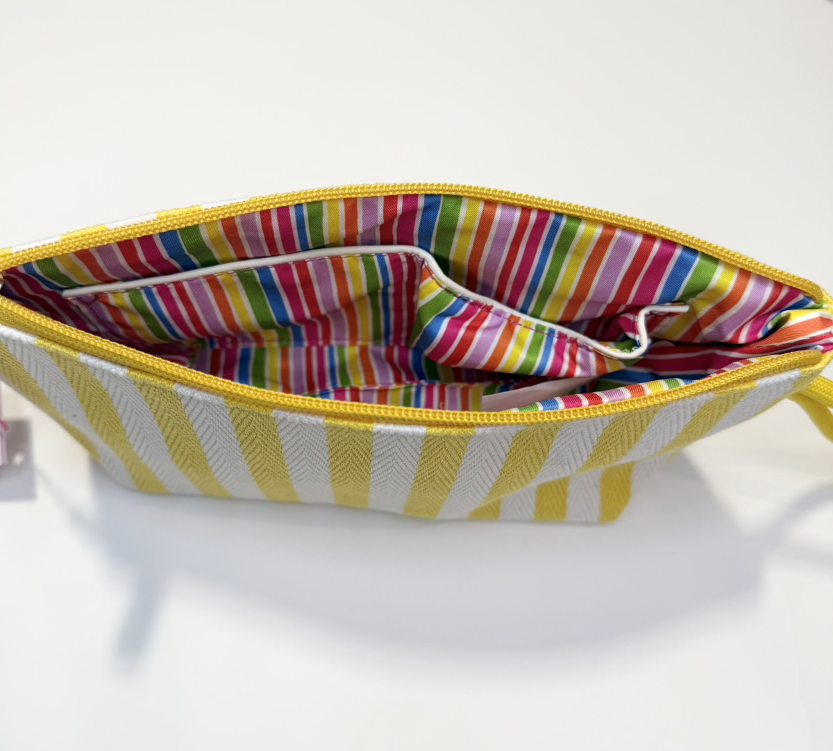 ストライプ トイレタリーバッグ イエロー -アガタ・ルイス・デ・ラ・プラダ（YELLOW STRIPED TOILETRY BAG -Agatha Ruiz de la Prada）の画像