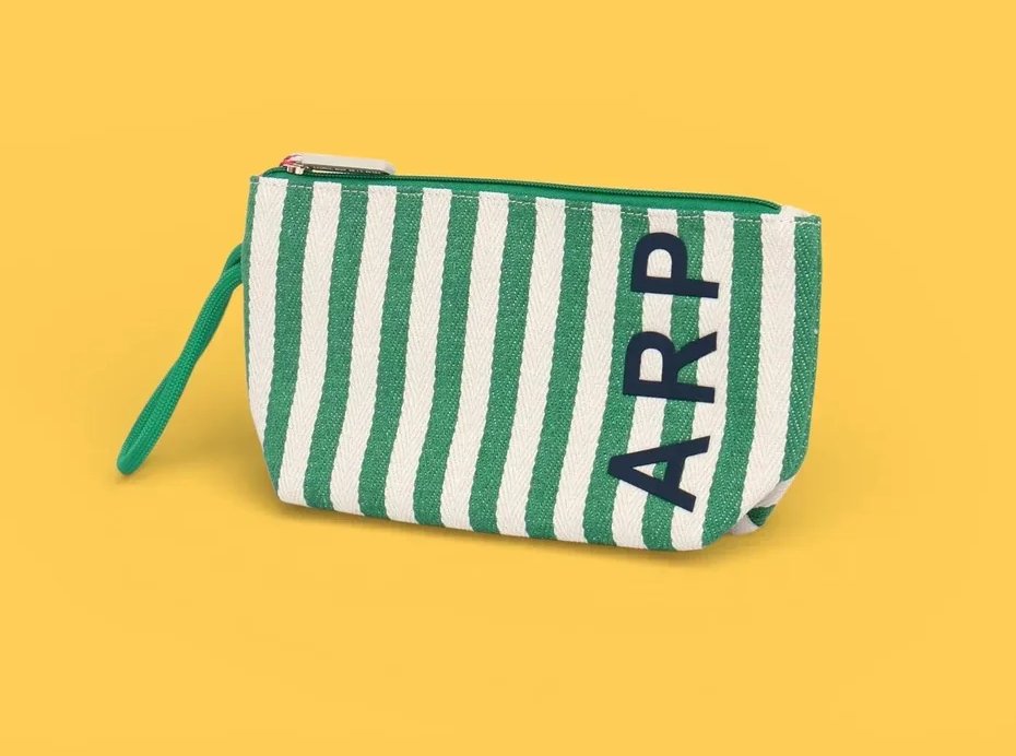 ストライプ トイレタリーバッグ グリーン -アガタ・ルイス・デ・ラ・プラダ（GREEN STRIPED TOILETRY BAG - Agatha Ruiz de la Prada）の画像
