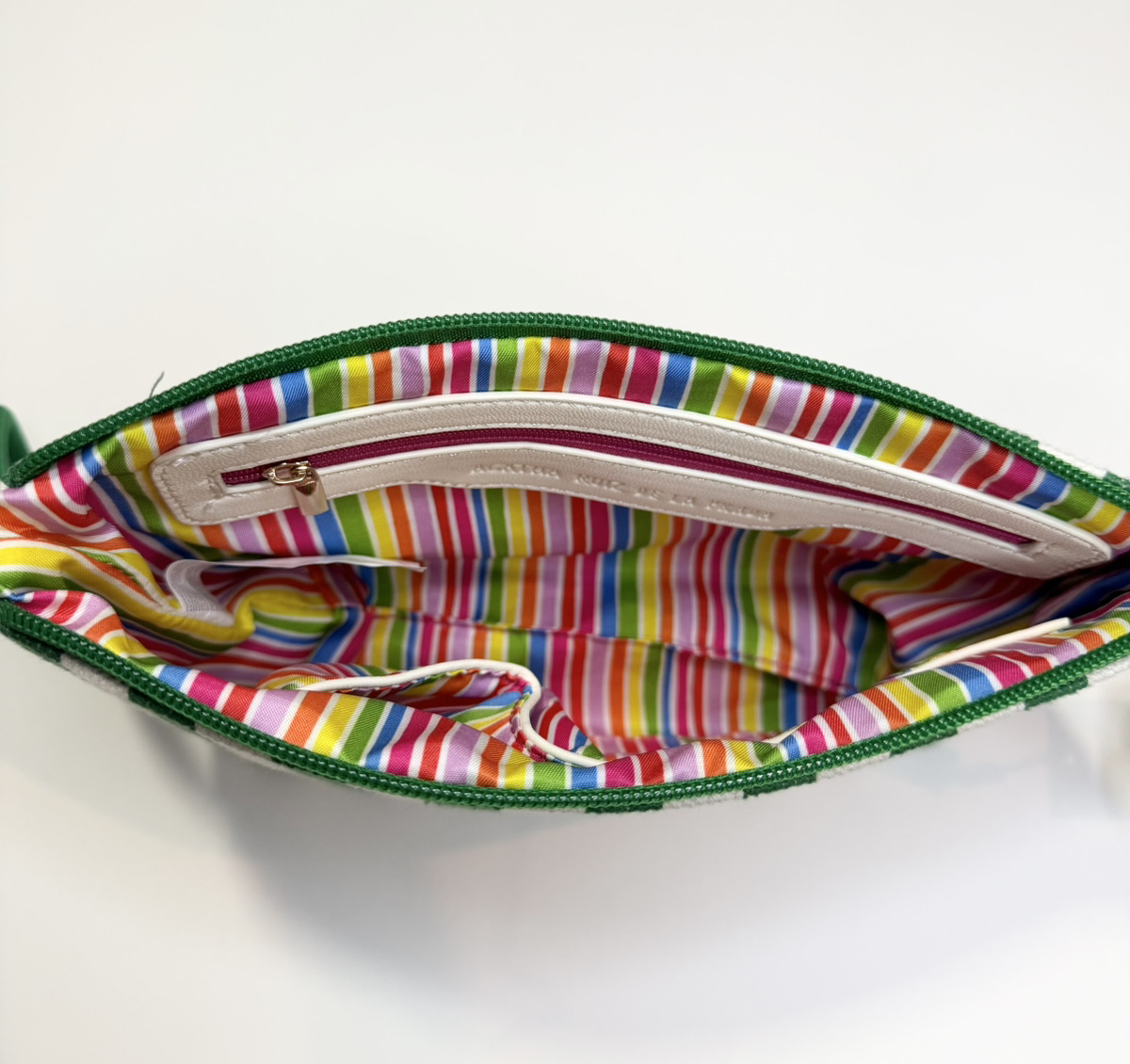 ストライプ トイレタリーバッグ グリーン -アガタ・ルイス・デ・ラ・プラダ（GREEN STRIPED TOILETRY BAG - Agatha Ruiz de la Prada）の画像