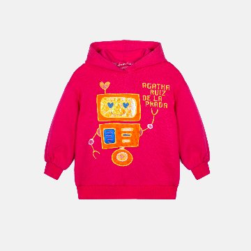 ロボット パーカー ピンク アガタ・ルイス・デ・ラ・プラダ (ROBOTS SWEAT-SHIRT FUCSHIA - Agatha Ruiz de la Prada)の画像