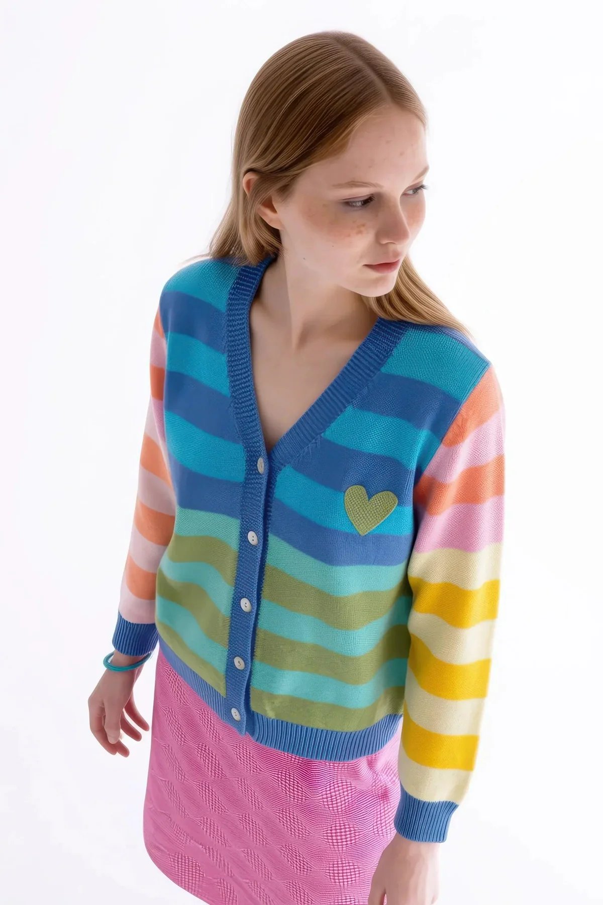 ストライプ カーディガン ブルー - アガタ・ルイス・デ・ラ・プラダ（CHAQUETA RAYAS AZUL MUJER - Agatha Ruiz de la Prada）の画像