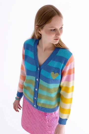 ストライプ カーディガン ブルー - アガタ・ルイス・デ・ラ・プラダ（CHAQUETA RAYAS AZUL MUJER - Agatha Ruiz de la Prada）の画像