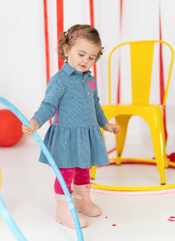 バックハートワンピース ブルー タイツ付き アガタ・ルイス・デ・ラ・プラダ　(BOLÍGRAFO DRESS & TIGHTS INDIGO - Agatha Ruiz de la Prada)画像