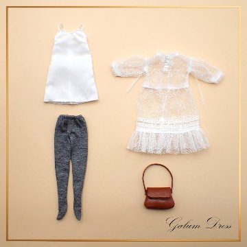 Galumドレスコレクション-5　ドットチュールワンピースドレスセット(22cmサイズ) の画像