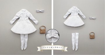 Galumドレスコレクション-9　ストライプワンピースドレスセット(22cmサイズ) の画像