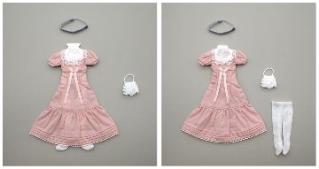 Galumドレスコレクション-17　パフスリーブワンピースドレスセット(22cmサイズ) の画像