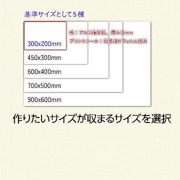 オーダーカット看板：200ｘ300mm,厚み3mm：アルミ複合板・プリント看板の画像