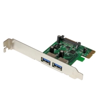 PEXUSB3S24　StarTech　SuperSpeed USB 3.0 ２ポート増設PCI Expressインターフェースカード　UASP対応　SATA電源端子(15ピン)付きの画像