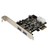 PEXUSB3S25　StarTech　SuperSpeed USB 3.0 ２ポート増設PCI Expressインターフェースカード　UASP対応　ペリフェラル電源端子(4ピン)付きの画像
