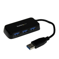 ST4300MINU3B　StarTech　4ポート SuperSpeed USB3.0ハブ　ポータブルミニUSB Hub　1x USB A (オス)?4x USB 3.0 A (メス)　ブラック画像
