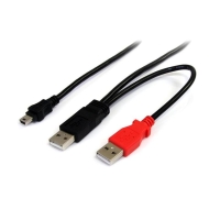 USB2HABMY6　StarTech　1.8m USB Y字給電ケーブル(USB A - mini B) Y型分岐パワーケーブル 外付けハードディスクに対応の画像