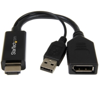 HD2DP　StarTech　HDMI - DisplayPort変換アダプタ(USBバスパワー対応) 4K解像度 入力:HDMI(オス) - 出力:DP(メス) USB延長ケーブル付属の画像