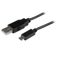 USBAUB3BK　StarTech　充電/同期用 USB - MicroUSBスリムケーブル(91cm) スマートフォンタブレット対応 A - Micro B(オス/オス)マイクロUSB充電ケーブルの画像