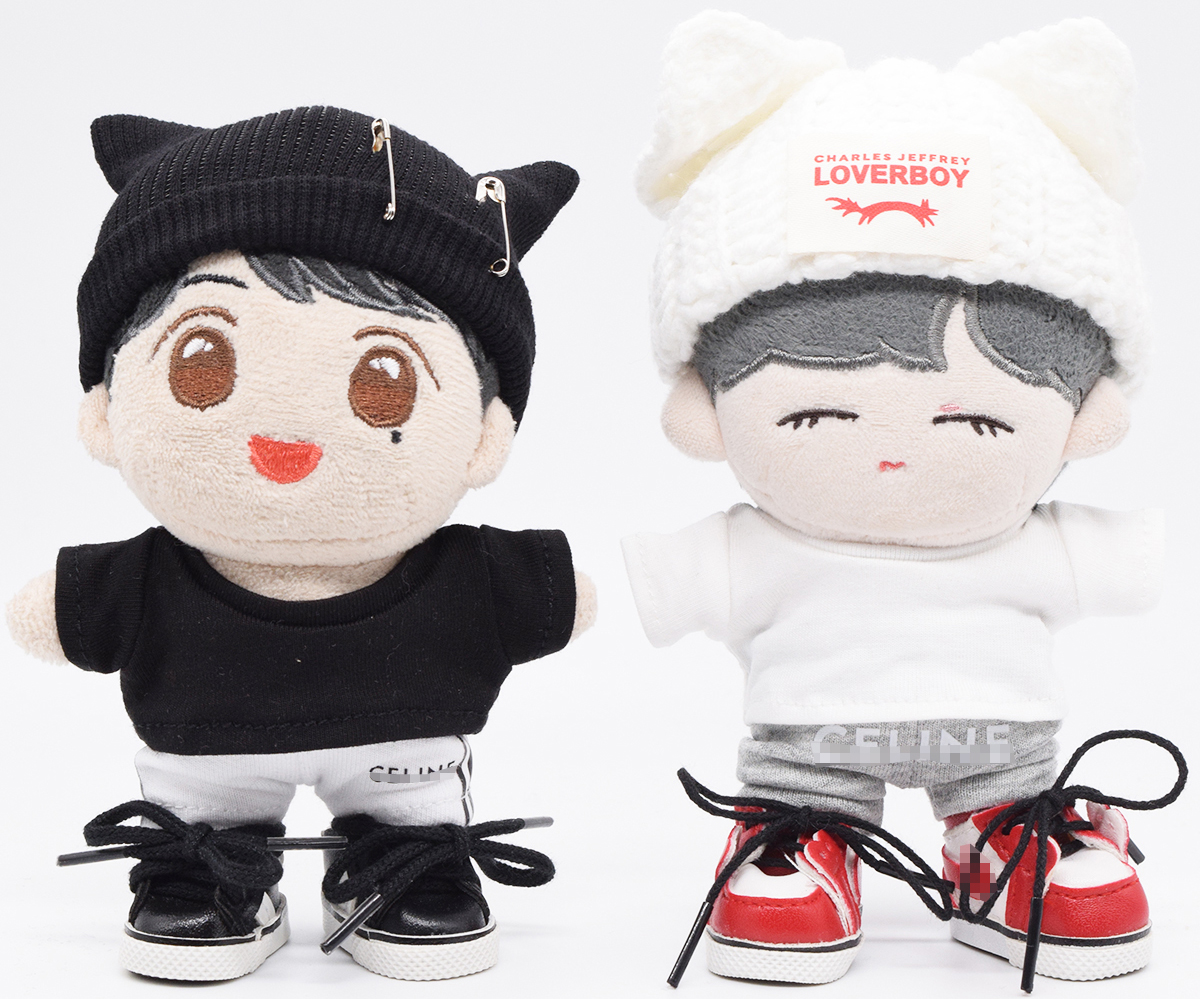 skullhong まとめうり　コート、スウェット、Tシャツ、帽子、ぬいぐるみ 10cmぬい服】とんがり帽子の妖精コーデ 10cm棉花娃娃 labubu用お洋服