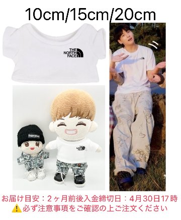 【予約】ホワイトT tnf　10cm/15cm/20cmの画像