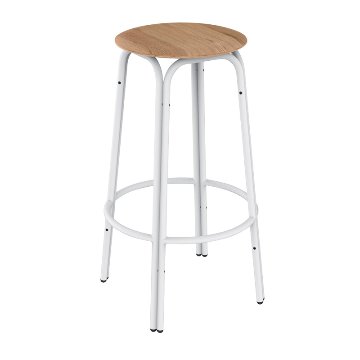 formosa High stool (frame/ white , seat/ oak)の画像