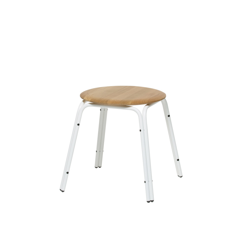 formosa Low stool (frame/ white , seat/ oak)の画像