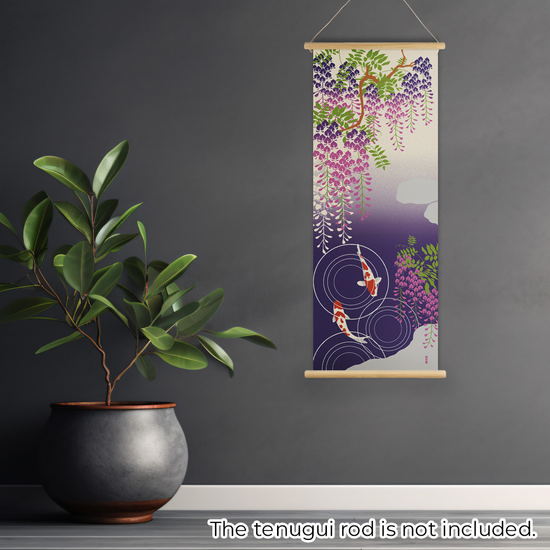 絵てぬぐい「しだれ藤と波紋」/ Wisteria and Ripplesの画像