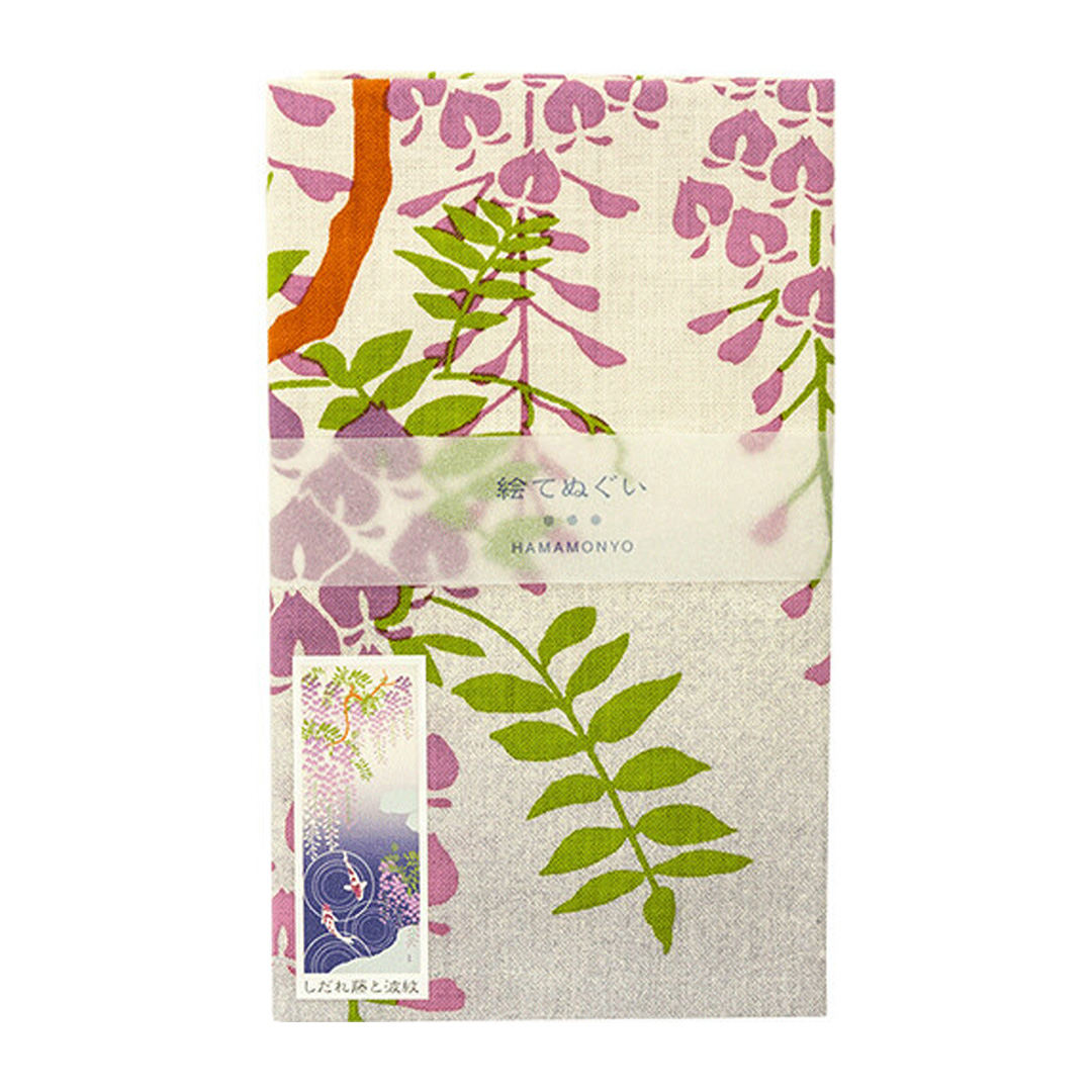 絵てぬぐい「しだれ藤と波紋」/ Wisteria and Ripplesの画像