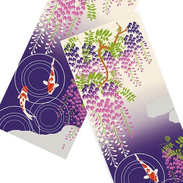 絵てぬぐい「しだれ藤と波紋」/ Wisteria and Ripplesの画像