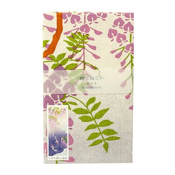 絵てぬぐい「しだれ藤と波紋」/ Wisteria and Ripplesの画像