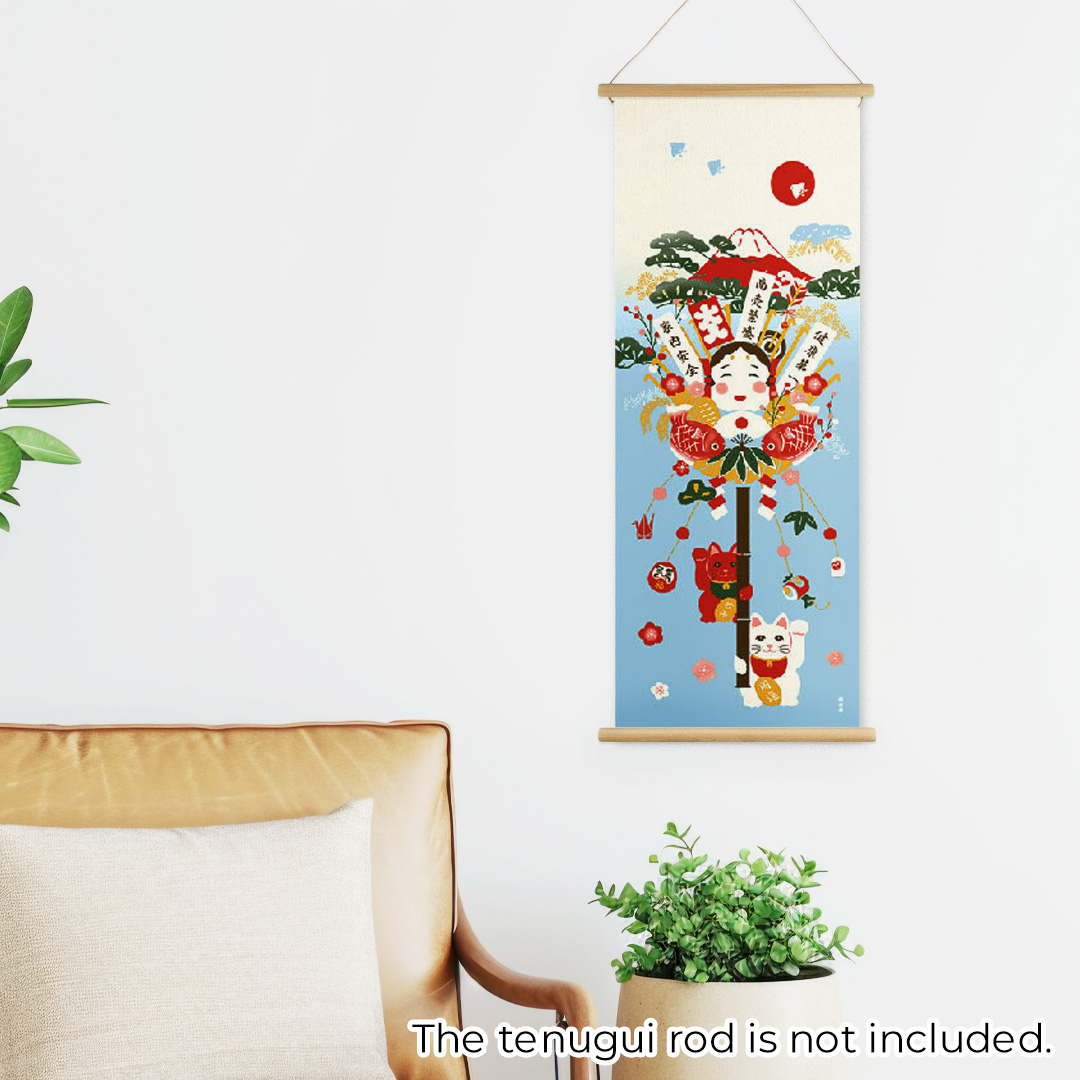 絵てぬぐい「赤富士熊手」/ Tenugui:Red Fuji and bamboo rakeの画像