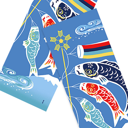 絵てぬぐい「洒落鯉のぼり」/ Carp Streamers&Mount Fujiの画像