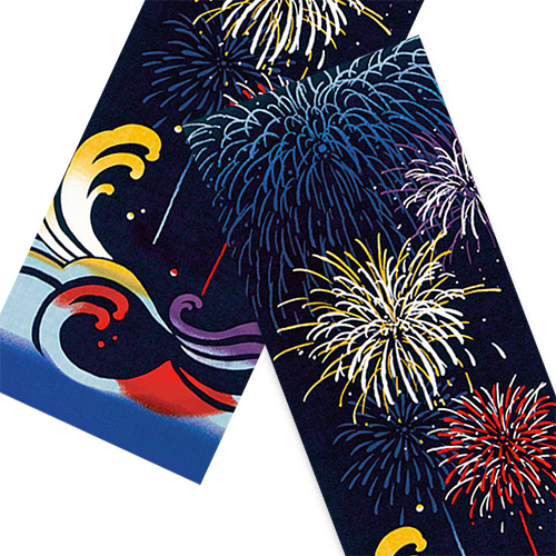 絵てぬぐい「花火と大波」/ Fireworks,Summer in Japanの画像