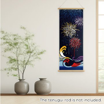 絵てぬぐい「花火と大波」/ Fireworks,Summer in Japanの画像