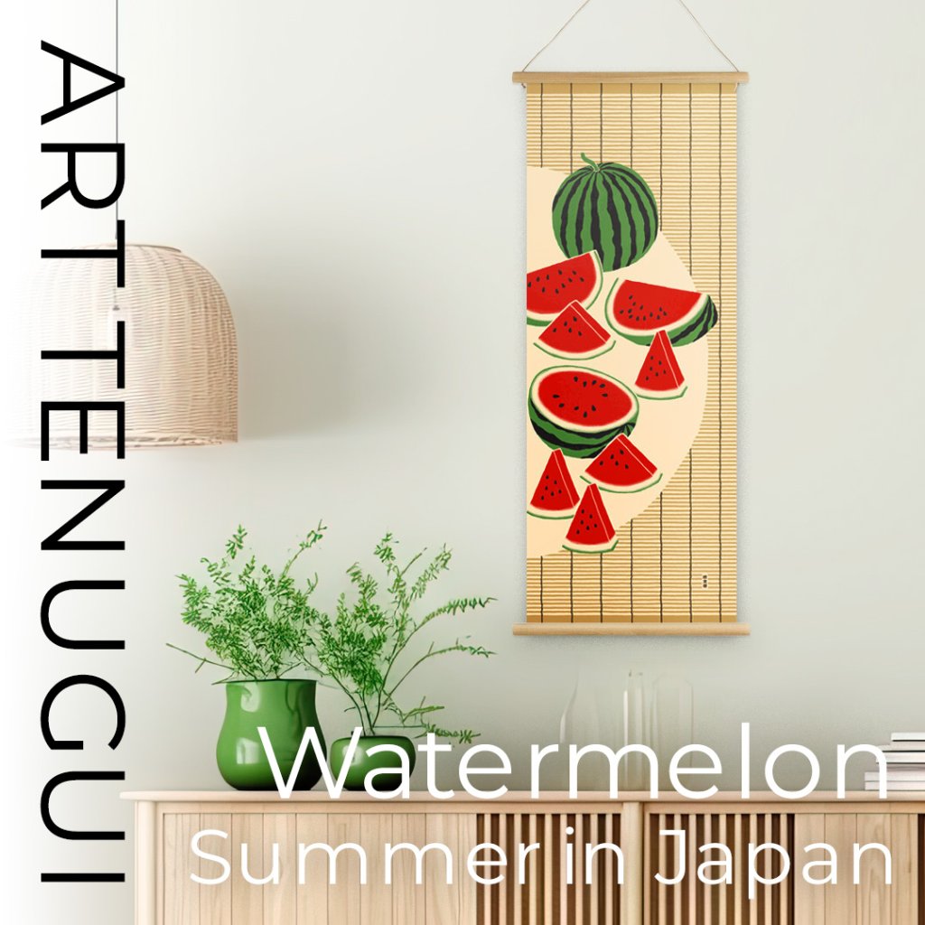 絵てぬぐい「スイカとすだれ」/ Watermelon,Summer in Japaの画像