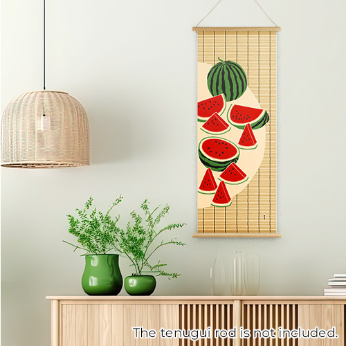 絵てぬぐい「スイカとすだれ」/ Watermelon,Summer in Japaの画像