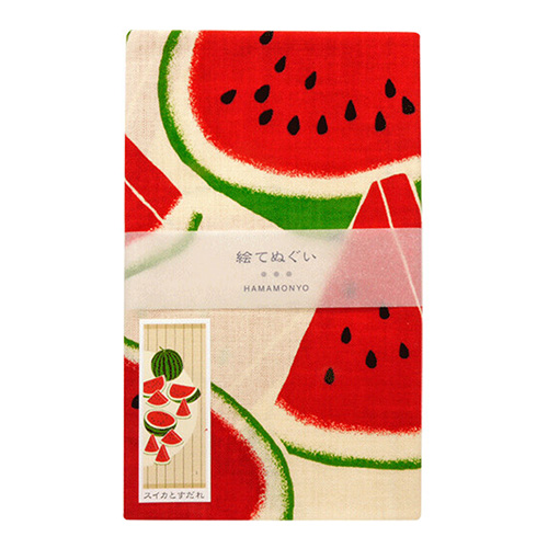 絵てぬぐい「スイカとすだれ」/ Watermelon,Summer in Japaの画像