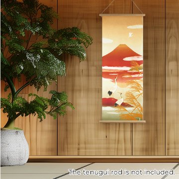 絵てぬぐい「鶴と茜富士」/ Cranes and Akane Fujiの画像
