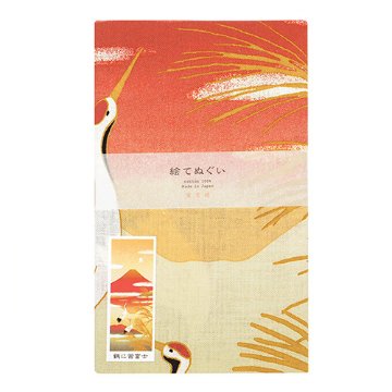 絵てぬぐい「鶴と茜富士」/ Cranes and Akane Fujiの画像