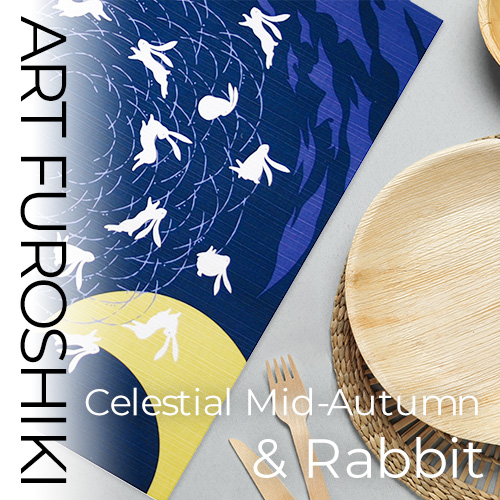 アート風呂敷「月見うさぎになるアート風呂敷」/ celestial mid-autumn & rabbitの画像