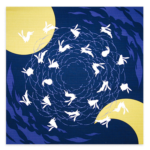 アート風呂敷「月見うさぎになるアート風呂敷」/ celestial mid-autumn & rabbitの画像