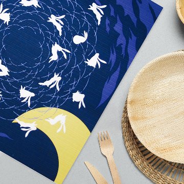 アート風呂敷「月見うさぎになるアート風呂敷」/ celestial mid-autumn & rabbitの画像
